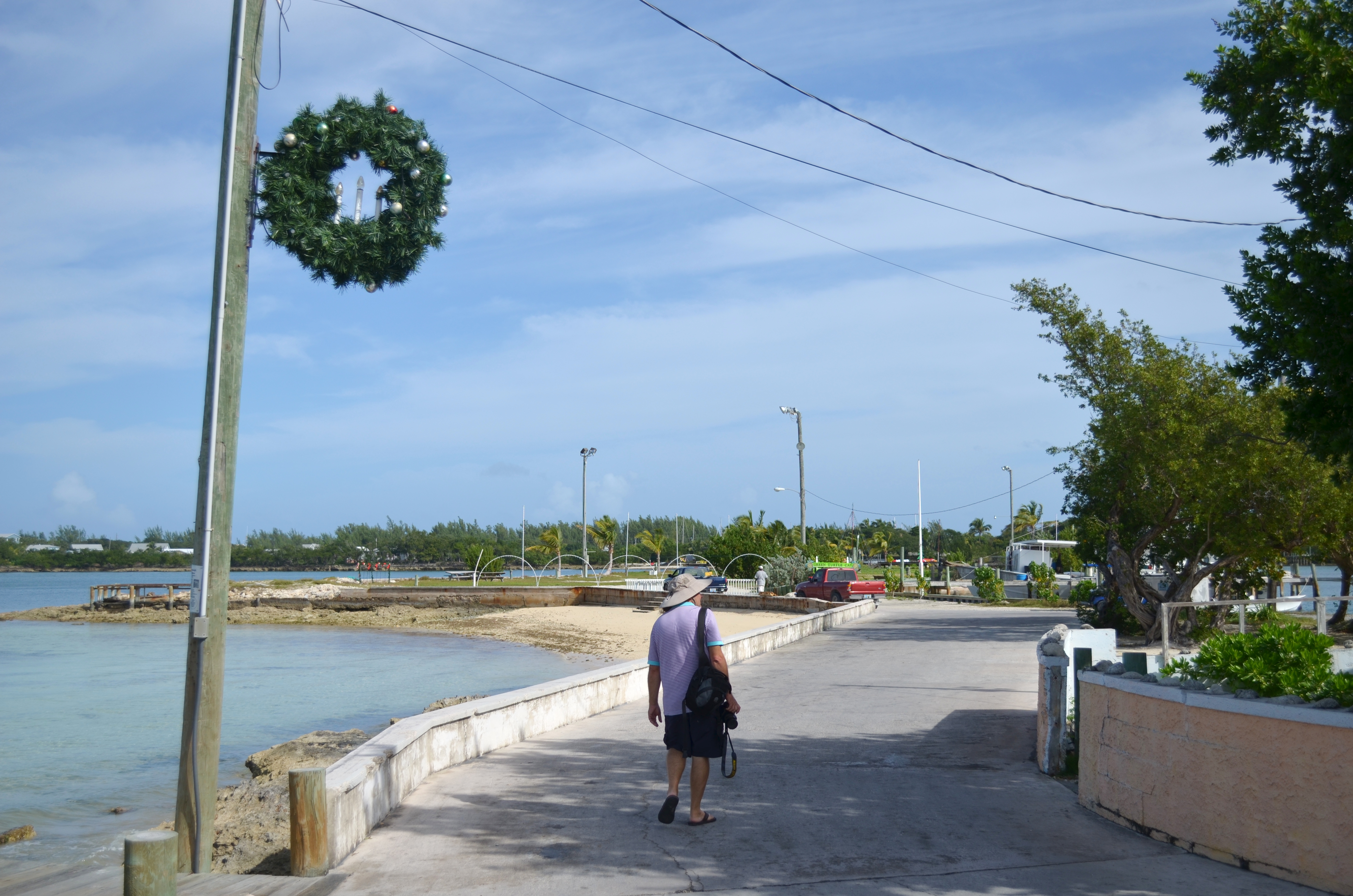 Mark walks through New Plymouth, Green Turtle Cay on Christmas Eve