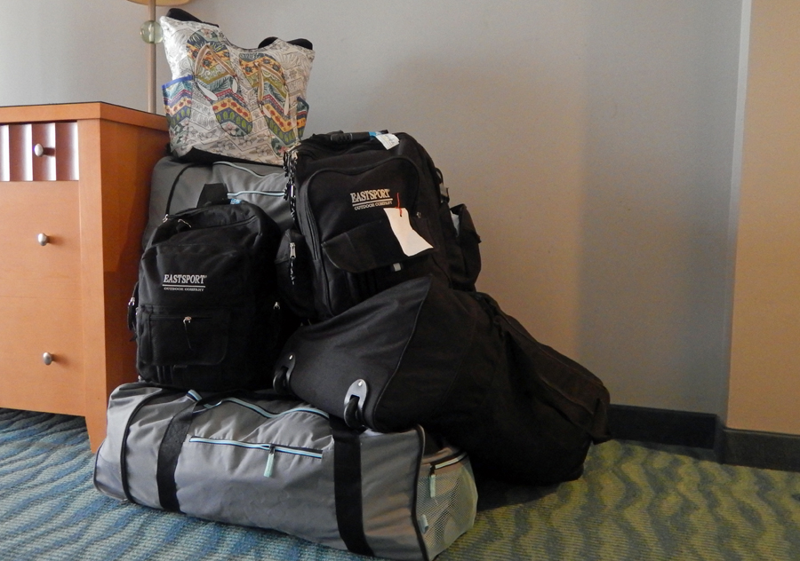 Our big pile of bags to haul to Curaçao